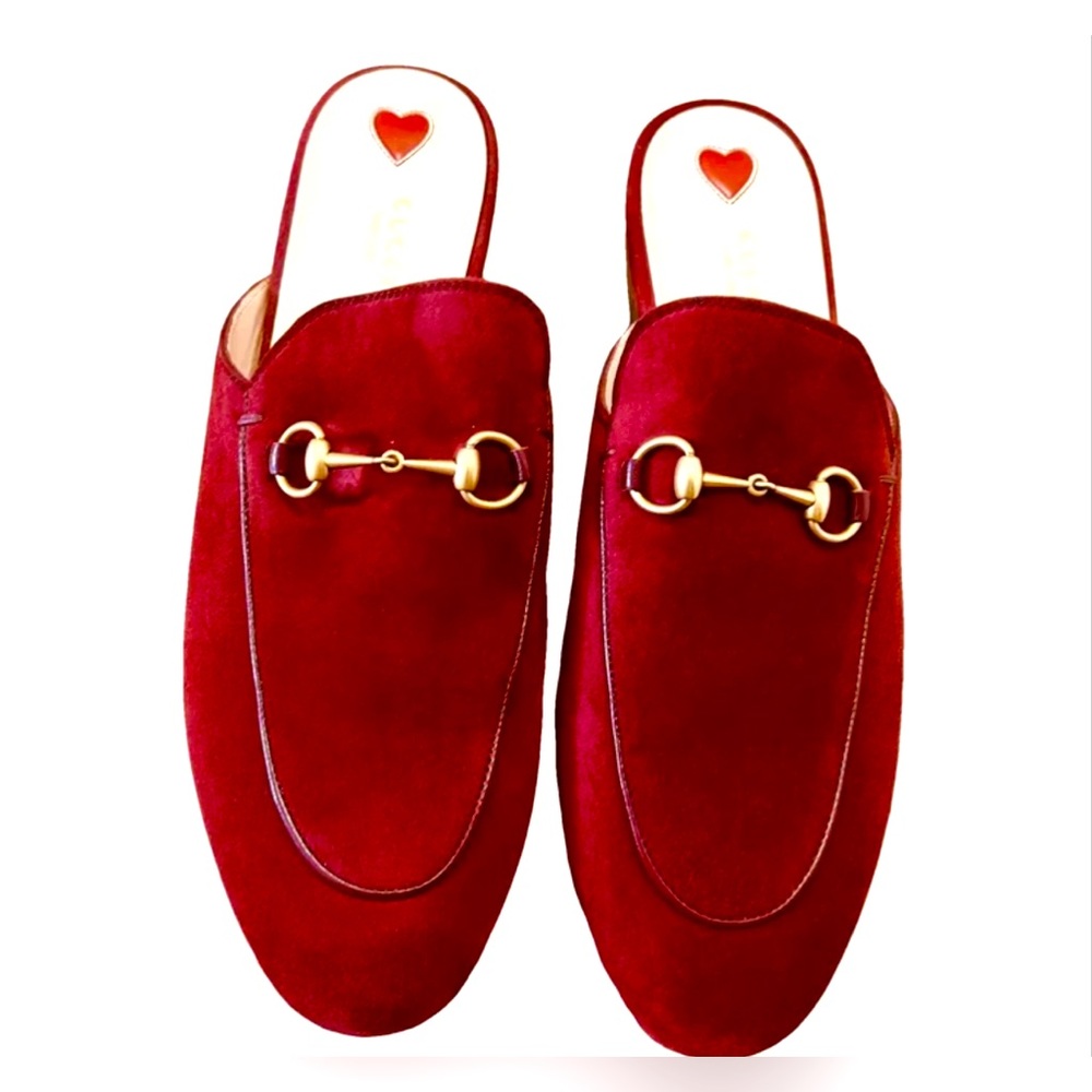 Brand New Gucci Princetown Mules/clogs shoes size 43/13 in burgundy maroon suede